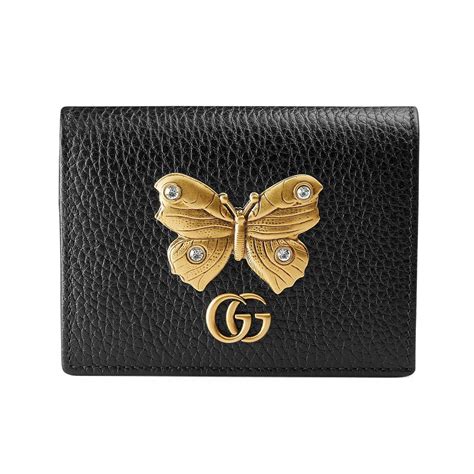 Gucci Linea Farfalla Leather Card Case with Butterfly 